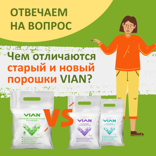 Чем отличаются старый и новый стиральные порошки VIAN?