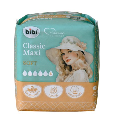 Прокладки "BIBI" Classic Maxi Soft, 6 капель, 8 шт.
