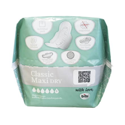 Прокладки "BIBI" Classic Maxi Dry, 6 капель, 8 шт.