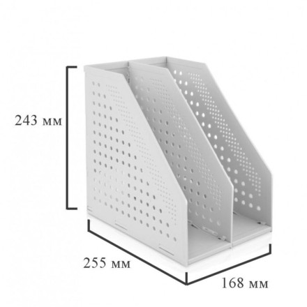 Накопитель д\бумаг верт. 2 отд. Deli 16.8*25.5*24.3см серый сборный (186293)