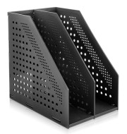 Накопитель д\бумаг верт. 2 отд. Deli 16.8*25.5*24.3см черный сборный (186292)