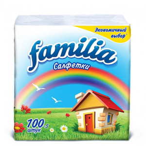 Бумажные салфетки Familia 1 слой, 100 шт.