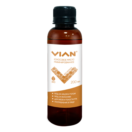 Масло кокосовое рафинированное без запаха VIAN, 200 мл