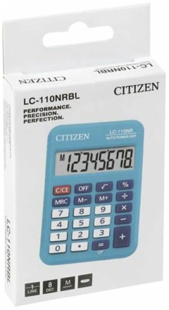 Калькулятор   8 разр. Citizen Cool4Sch карманный, питание от батарейки, голубой LC-110NR-BL