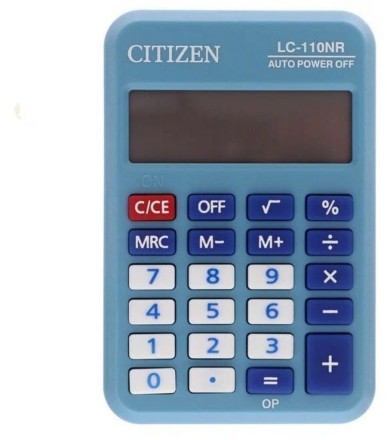 Калькулятор   8 разр. Citizen Cool4Sch карманный, питание от батарейки, голубой LC-110NR-BL