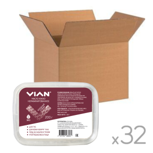 Масло какао нерафинированное первого холодного отжима VIAN, 200 г, короб 32 шт.