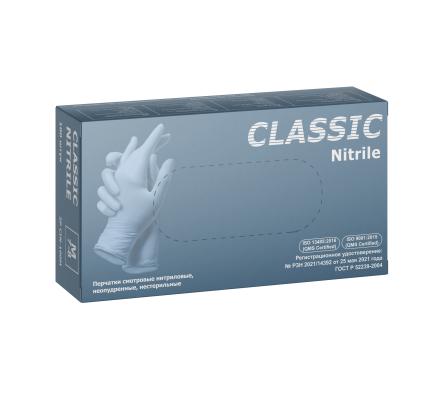 Перчатки нитриловые голубые ZP Classic Nitrile размер М, 100 шт. (50 пар)