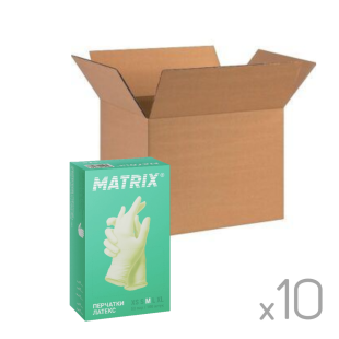 Перчатки латексные MATRIX Mild Touch Latex бело-желтые, размер L, 100 шт. (50 пар), короб 10 уп.