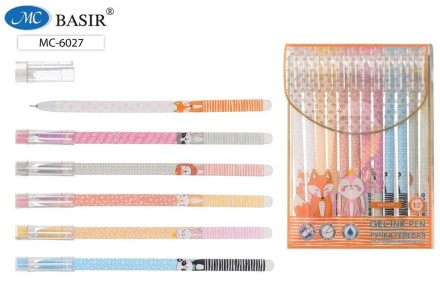 Ручка гелевая стираемая Basir "Животные" синяя, 0,38мм