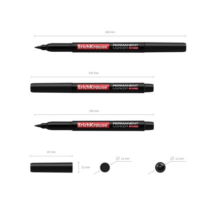 Маркер перманентный 1,2 мм чёрный P-100