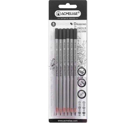 Набор карандашей  ACMELIAE ArtMate  6 шт. (2H,HB,2B,4B,6B,8B) блистер