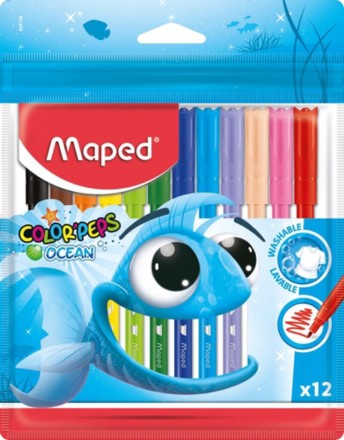 Фломастеры 12цв "Maped. Color peps ocean", суперсмываемые