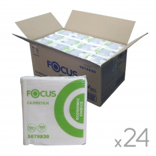 Бумажные салфетки Focus 1 слой, 100 шт., короб 24 уп.