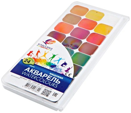 Краски акварельные 24 цв. Классика, медовые, п/упак, б/к