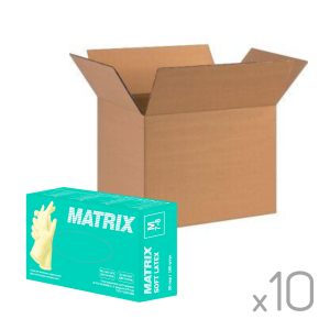 Перчатки латексные Matrix Soft Latex бежевые, размер L, 100 шт., короб 10 уп.