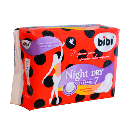 Прокладки "BIBI" Night Dry, 6 капель,  7 шт.