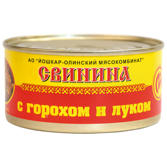 Консервы мясные Свинина с горохом и луком №8, 325 г
